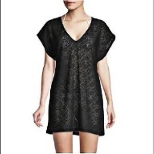 New Beach Couture Crochet V-Neck Coverup Black Size XS/S